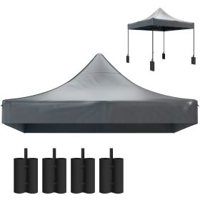 Outsunny 10' x 10' Replacement Canopy Top for Pop Up Canopy Tent with 4 Sand Bags, UPF50+ Protection, Dark Gray