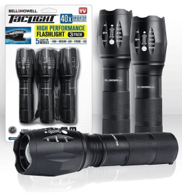 Taclight Tac Flashlight Weatherproof 5 Light Modes 40x Brighter 3 Packs 1lb as Seen on TV