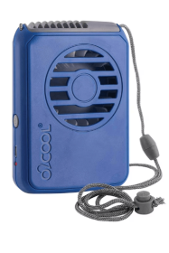 O2COOL Portable Neck Personal Travel USB Battery Powered Adjustable Lanyard Cooling Fan Blue