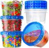 6 Pack-17oz Freezer Storage Containers, Plastic Food Storage Containers with Twist Top Lids, BPA Free and Reusable Soup Containers with Lid