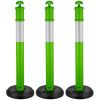3 Pack Traffic Delineator Posts, 48 inches Traffic Safety Cones with Fillable Base and Reflective Strips