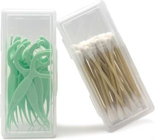 Cotton Swab Holder for Travel, 2 Pcs Portable Small Dental Floss Holder Clear Plastic Cotton Pad Holder
