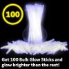 White Glow Sticks - 100pk, 8 Glow In The Dark Light Up Party Favors, Decorations and Accessories