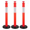 VEVOR 3 Pack Traffic Delineator Posts, 48 inches Traffic Safety Cones with Fillable Base and Reflective Strips
