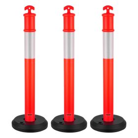 VEVOR 3 Pack Traffic Delineator Posts, 48 inches Traffic Safety Cones with Fillable Base and Reflective Strips