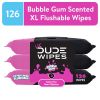 Extra Large Bubble Bum Flushable Wet Wipes for Kids, Bubble Gum Scent, 126 Count, 3 Pack