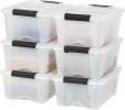 13 QT Plastic Storage Box with Lid and Latches - 6 Pack - BPA-Free, Discreet Organizing Solution, Durable Nestable Stackable Containers