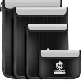 4 Pack Fireproof Document Bags, Waterproof Document Pouch Holder with Zipper, Fire Proof Money Bag for Cash, Fireproof Envelope Fire Safe Bag