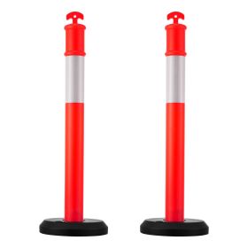 2 Pack Traffic Delineator Posts, 48 inches Traffic Safety Cones with Fillable Base and Reflective Strips