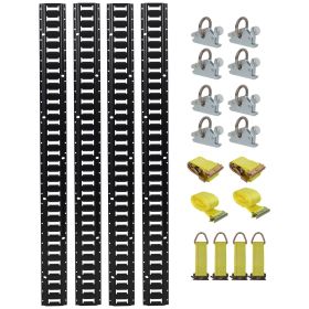 18PCS E Track Tie-Down Rail Kit, Trucks, Vans, Garages, Trailer Tie Down System,4 Pack 5ft Horizontal E-Track , 8 Pack Steel O-Ring Anchors