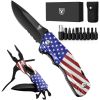Titorld Pocket Knife Multitool American Flag, US Flag Folding Knife, Gifts for Men Dad Him, Christmas Stocking Stuffers for Men, Birthday Gifts Ideas