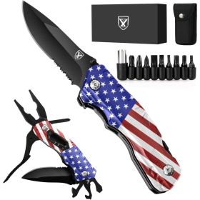Titorld Pocket Knife Multitool American Flag, US Flag Folding Knife, Gifts for Men Dad Him, Christmas Stocking Stuffers for Men, Birthday Gifts Ideas