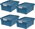 12 Gallon Eco-Friendly Lockable Storage Bins with Lids, 4 Pack - MadeHeavy Duty, Stackable Containers, Garage Organizing Bins Moving Tubs
