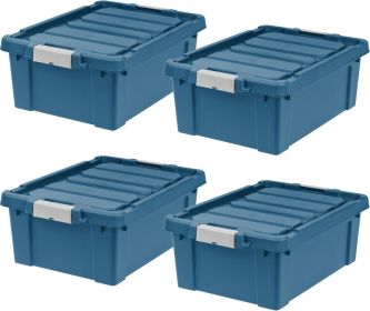 12 Gallon Eco-Friendly Lockable Storage Bins with Lids, 4 Pack - MadeHeavy Duty, Stackable Containers, Garage Organizing Bins Moving Tubs