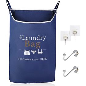 Large Hanging Laundry Hamper with Over Door Hooks & Adhesive Durable Space Saving Laundry Bag with Zipper and Wide Open Top Hanging Dorm Laundry