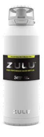 ZULU Swift 40 Fluid Ounce Stainless Steel Vacuum Insulated Water Bottle with Chug Lid, White