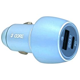 5 Core USB Car Charger Cigarette Lighter Adapter 1 USB 1 Type C Port QC 3.0 36W Fast Charging - CDKC12 1Pc
