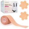 Breast Lift Tape 2 x 16.4 Inch. Beige 1 Roll of Bra Tape for Strapless Dress and 2 Pack of Nipple Covers. Self Seal Chest Tape for Women. Invisible Al