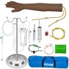 VEVOR Phlebotomy Practice Kit, Dark Skin IV Practice Kit Venipuncture Learning Phlebotomy Practice Arm Kit with Infusion Stand for Nurse