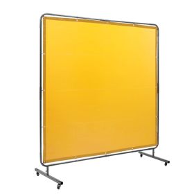 VEVOR Welding Screen with Frame, 6' x 6' Welding Curtain Screen, Flame-Resistant Vinyl Welding Protection Screen on 4 Swivel Wheel (2 Lockable)