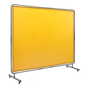 VEVOR Welding Screen with Frame, 6' x 8' Welding Curtain Screen, Flame-Resistant Vinyl Welding Protection Screen on 4 Swivel Wheel (2 Lockable)