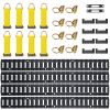 E Track Tie-Down Rail Kit, 30PCS 5FT E-Tracks Set Includes 4 Steel Rails & 2 Single Slot & 8 O Rings & 8 Tie-Offs with D-Ring & 8 End Caps