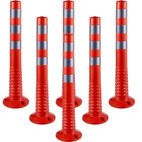 VEVOR Traffic Delineator, 6 PCS Posts Channelizer Cone, Delineator Post Kit 30' in Height, PU Traffic Post, Orange Safety Cones