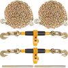 Ratchet Chain Binder 2PCS, 3/8"-1/2" Heavy Duty Load Binders, with G80 Chains 12000 lbs Secure Load Limit, Labor-saving Anti-skid Handle