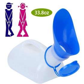 Unisex Potty Urinal Bottle 1000ML/33.8OZ Adult Emergency Urinal Device Portable Outdoor Toilet with Lid Funnel For Car Camping Travel Hospital Outdoor
