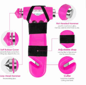 Car Safety Hammer Gift for Women, Three-in-One Tool with Window Breaker and Seat Belt Cutter, Safety Emergency Car Escape Tool for Family, Children