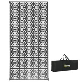 Outsunny Reversible Outdoor Rug, 9' x 18' Waterproof Plastic Straw Floor Mat, Portable RV Camping Carpet with Carry Bag, Large Floor Mat for Back