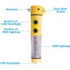 Yellow Multi-functional car safety hammer with Flashlight