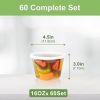 60 Sets (120-Piece) Deli Containers with Lids 16 oz, Leak-Proof & BPA Free Airtight Takeout Plastic Food Storage Containers for Soup