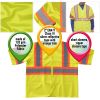 Yellow High Visibility Safety Vests, Large. Pack of 25 Polyester Reflective Vest for Women with Silver Reflective Strips