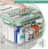15qt Clear Medicine Organizer Storage Box with Tray, Plastic First Aid Box Empty, Medicine Caddy with Lids Handles,Thickened Medicine Container Chest