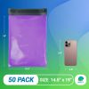 Purple Poly Mailers 14.5 x 19 Inches. 50 Pack Poly Shipping Bags for Clothing with Self-Seal Tape. Stretchy Waterproof Mailers Poly Bags for Shipping.