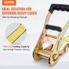 VEVOR Ratchet Tie Down Straps (4PK), 5000 lb Break Strength, Double J Hook Includes 4 Premium 2" x 15' Rachet Tie Downs with Padded Handles