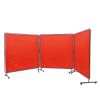 Welding Screen with Frame, 6' x 6' 3 Panel Welding Curtain Screens, Flame-Resistant Vinyl Welding Protection Screen on 12 Swivel Wheels (6 Lockable)