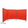 Welding Screen with Frame, 6' x 6' 3 Panel Welding Curtain Screens, Flame-Resistant Vinyl Welding Protection Screen on 12 Swivel Wheels (6 Lockable)