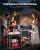VEVOR Outdoor 2-Tier Kitchen with Zippered Bag, Portable Folding Cook Table for BBQ, Party and Camping, Brown