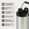 1/2 Gallon Double-Wall Vacuum-Sealed Insulated Stainless Steel Water Jug with Carrying Handle