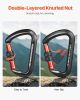 VEVOR Climbing Carabiner Clips, 3 PCS Heavy Duty Caribiner, Professional 30 KN / 6744 lbs Spindle Strength, Large D-Shaped for Hiking,Rappelling
