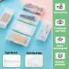Cotton Swab Holder for Travel, 2 Pcs Portable Small Dental Floss Holder Clear Plastic Cotton Pad Holder