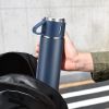 Stainless Steel Thermo 500ml/16.9oz Vacuum Insulated Bottle with Cup for Coffee Hot drink and Cold drink water flask.(Blue,Single)