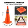 VEVOR Safety Cones, 4 Pack 28 inch Collapsible Traffic Cones, Construction Cones with Reflective Collars, Wide Base and A Storage Bag