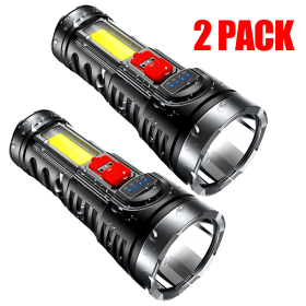 LED Flashlight Torch Rechargeable Work Light Built-in Battery (Color: 2PCS)