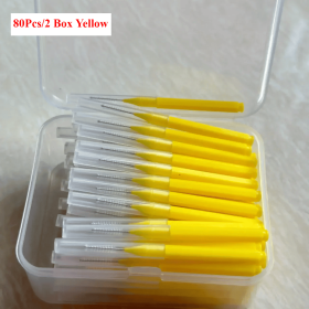 80/160 Pcs/Box I-type push pull interdental brush 0.6-1.5Mm Cleaning Between Teeth Oral Care Orthodontic I Shape Tooth Floss (Color: 80Pcs  2 Box Yellow)