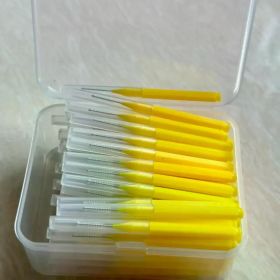 80/160 Pcs/Box I-type push pull interdental brush 0.6-1.5Mm Cleaning Between Teeth Oral Care Orthodontic I Shape Tooth Floss (Color: 80pcs 0.8 mm Yellow)