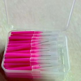 80/160 Pcs/Box I-type push pull interdental brush 0.6-1.5Mm Cleaning Between Teeth Oral Care Orthodontic I Shape Tooth Floss (Color: 80pcs 0.7 mm rose)