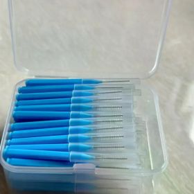 80/160 Pcs/Box I-type push pull interdental brush 0.6-1.5Mm Cleaning Between Teeth Oral Care Orthodontic I Shape Tooth Floss (Color: 80pcs 1.2 mm Blue)